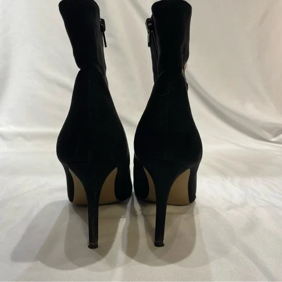 Betsey Johnson Estelle Black Embroidered Flower Boots Heels Size 8.5 Whimsigoth - Picture 4 of 13